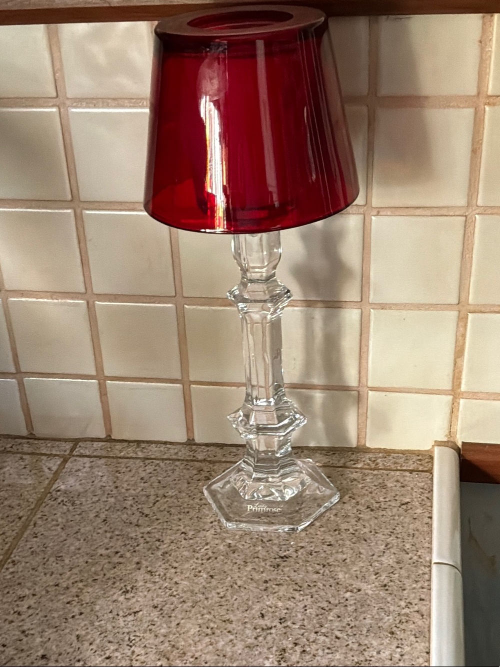 LADY PRIMROSE Crystal Candlestick Lantern with Candle